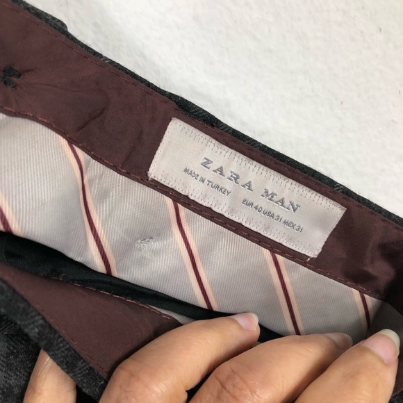 ZARA MAN Mens Plaid Flat Front Slim Dress Pants Size 31 - Picture 9 of 11